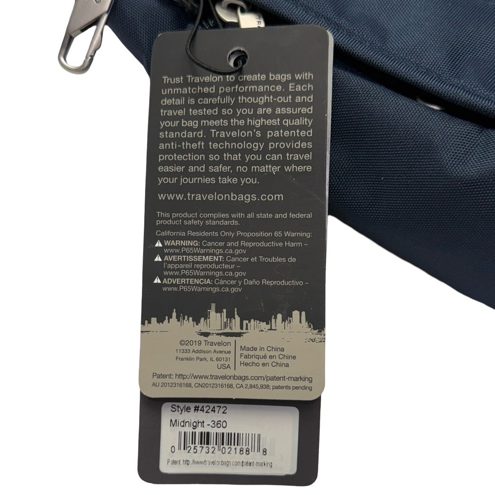 Travelon Classic Anti-Theft Tour Bag Midnight Blue Crossbody RFID 42472 NEW - Picture 12 of 13
